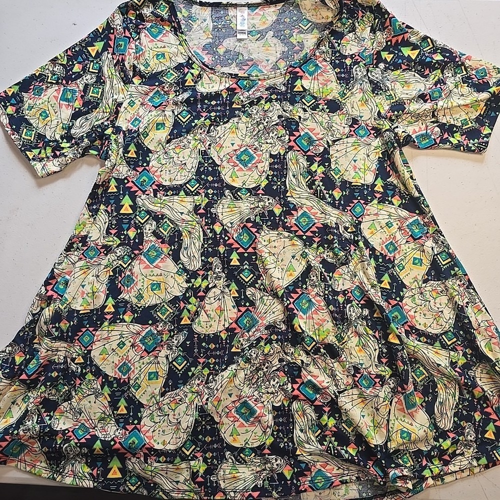 Lularoe Size Large Perfect Disney Princess Arora Cinderella Tiana Belle Rapunzel